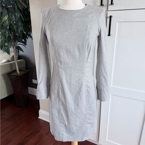 French Connection Dancin Around Us Fitted Gray Long-Sleeve Sheath Dress